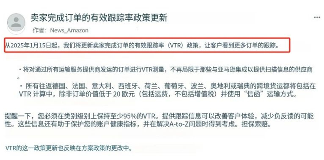 1. 亚马逊VTR政策更新